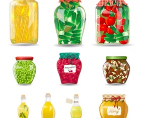 Jam and jar vector set 01