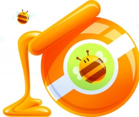 Jar with honey vector graphics 02