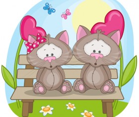 Lovers lovely animals vector set 01