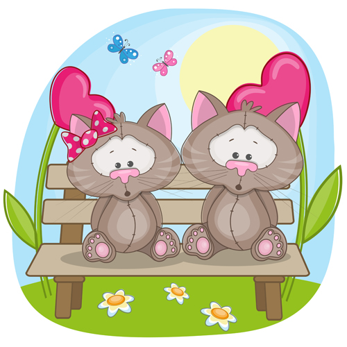 Lovers lovely animals vector set 01