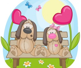 Lovers lovely animals vector set 02