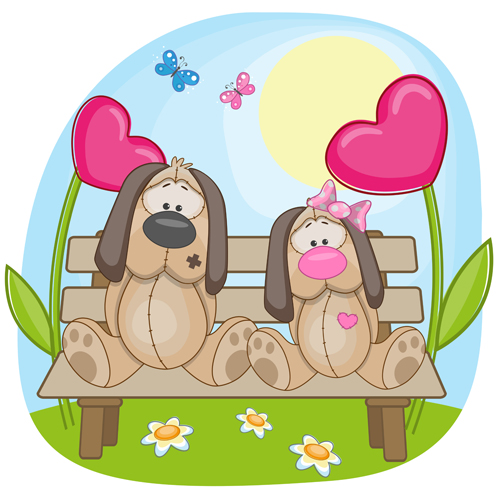 Lovers lovely animals vector set 02