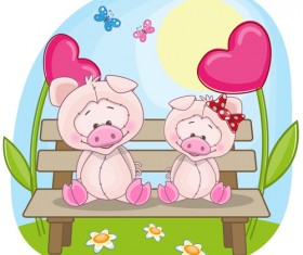 Lovers lovely animals vector set 03