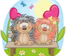 Lovers lovely animals vector set 04