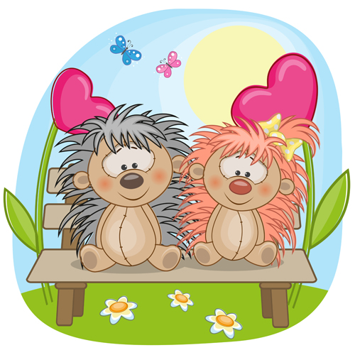 Lovers lovely animals vector set 04