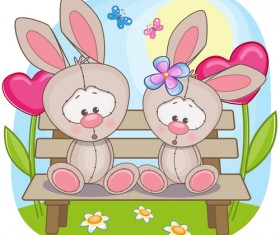 Lovers lovely animals vector set 05