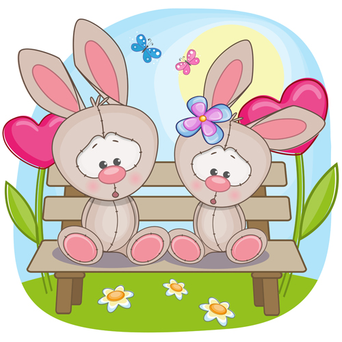 Lovers lovely animals vector set 05