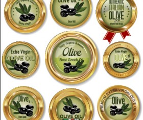 Luxury olive oil gold labels vector 01