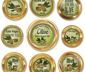 Luxury olive oil gold labels vector 02