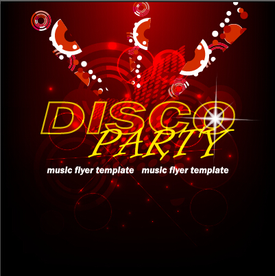 Music disco party flyer design vector material 02