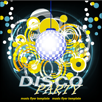 Music disco party flyer design vector material 03