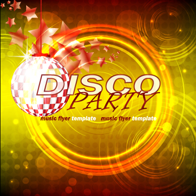 Music disco party flyer design vector material 04