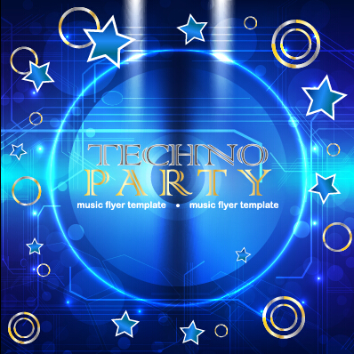Music disco party flyer design vector material 05