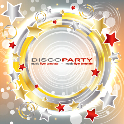 Music disco party flyer design vector material 06
