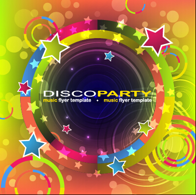 Music disco party flyer design vector material 07