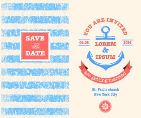 Nautical elements and retro background vector 01