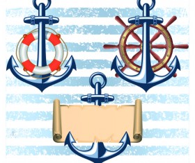 Nautical elements and retro background vector 02