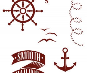 Nautical label with elements vector material