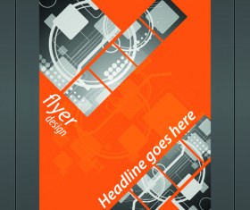 Orange style flyer design vector material 01