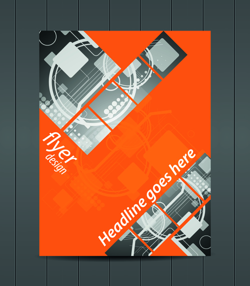 Orange style flyer design vector material 01