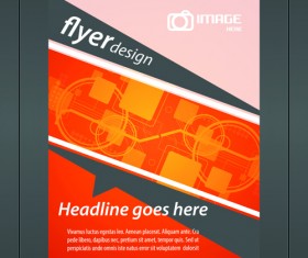 Orange style flyer design vector material 02