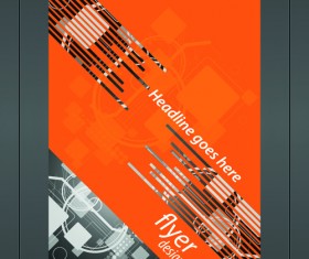 Orange style flyer design vector material 03