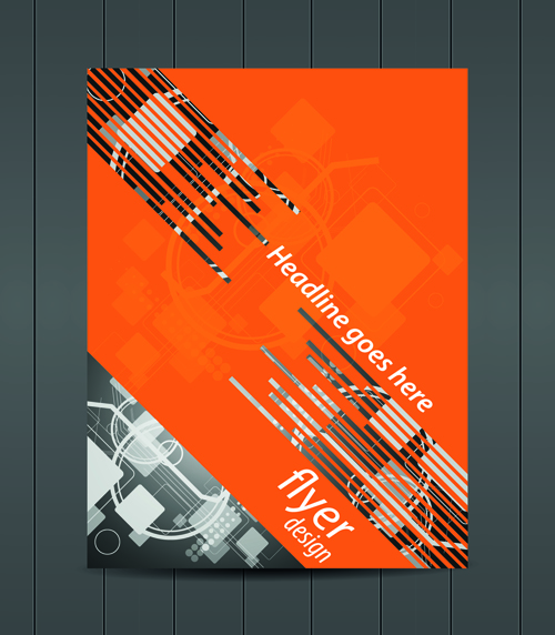 Orange style flyer design vector material 03
