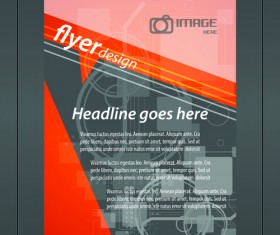 Orange style flyer design vector material 04