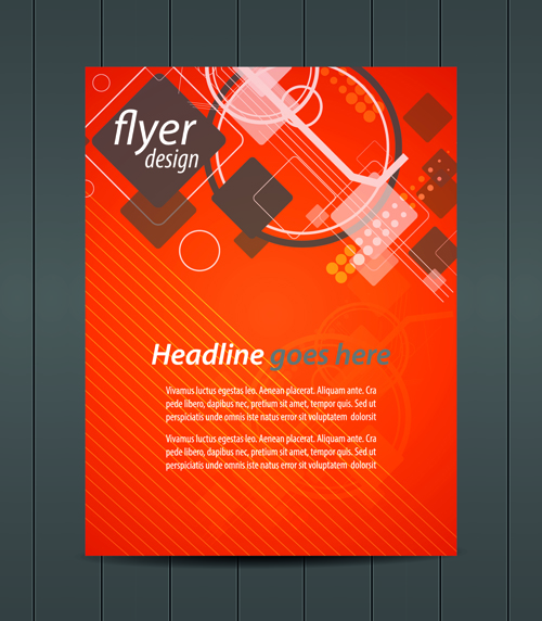 Orange style flyer design vector material 05