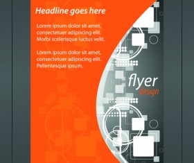 Orange style flyer design vector material 06