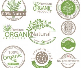 Organic product labels vector set