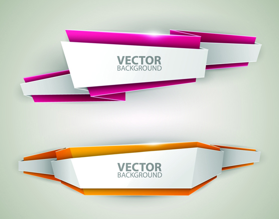 Origami colored banner graphics vector 01