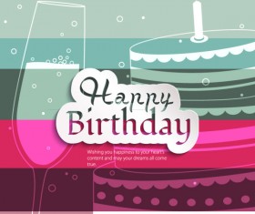 Outline cup and cake happy birthday background vector
