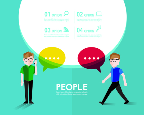 People with speech bubbles business template vector 02