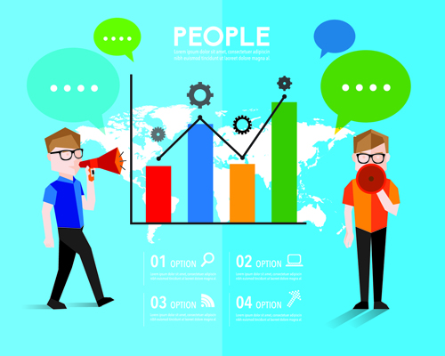 People with speech bubbles business template vector 05