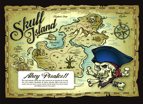 Pirates adventures Maps vector material 01