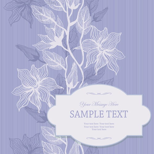 Purple floral ornaments cards vector 01
