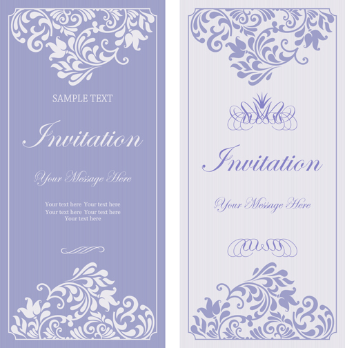 Purple floral ornaments cards vector 02