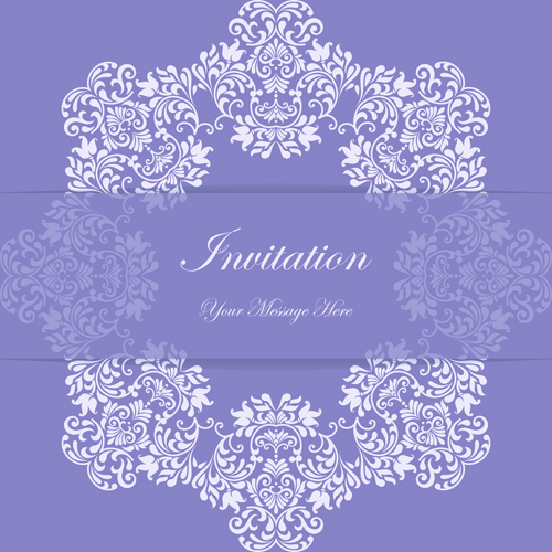 Purple floral ornaments cards vector 03