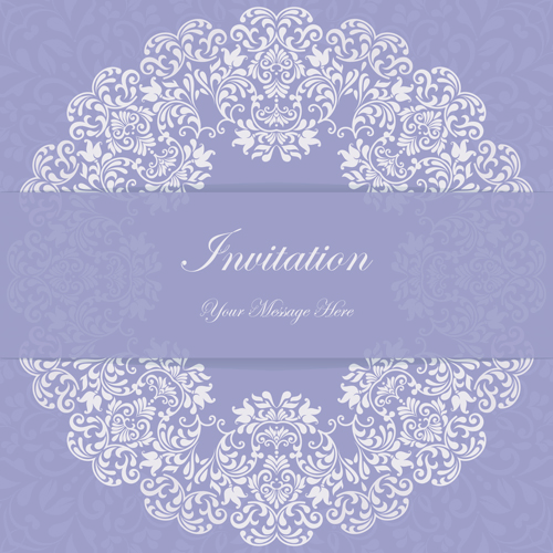 Purple floral ornaments cards vector 04