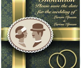 Qrnate floral pattern wedding invitations vector 01