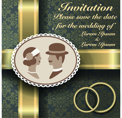 Qrnate floral pattern wedding invitations vector 01