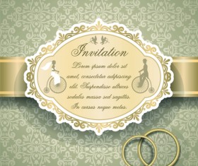 Qrnate floral pattern wedding invitations vector 03