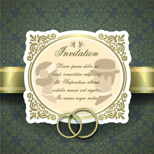 Qrnate floral pattern wedding invitations vector 04