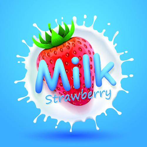 Quality milk advertising poster splashes style vector 04