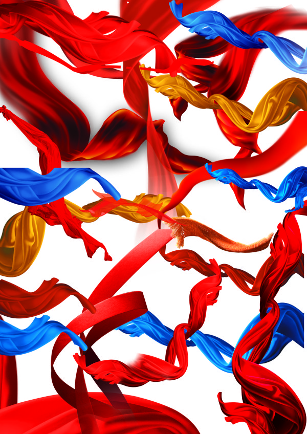 Realistic colored ribbon psd graphics