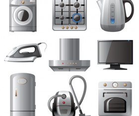 Realistic household appliances vector illustration 01