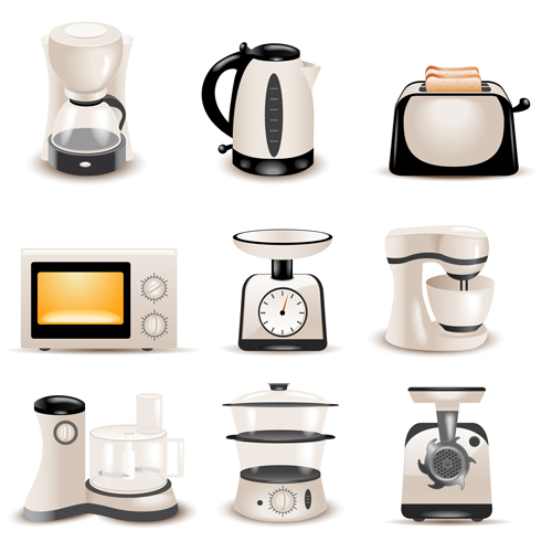 Realistic household appliances vector illustration 02