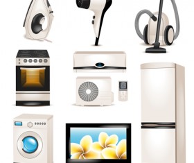 Realistic household appliances vector illustration 03