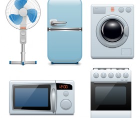 Realistic household appliances vector illustration 04